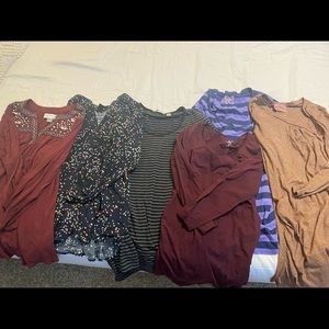 Six long sleeve maternity tops